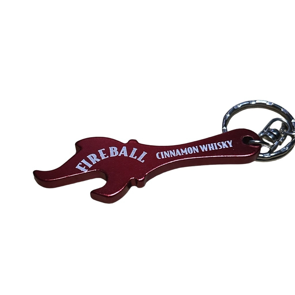 Fireball Red Silver Bottle Opener Keychain One Size